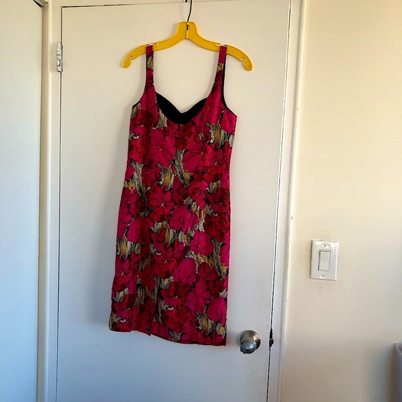 Vintage magenta floral dress - Picture 1 of 5